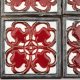 Dekory Italy, kafelki z włoskim wzorem, głęboka czerwień w srebrzystej ramie