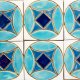 Dekory geometryczne, kafle w odcieniach koloru niebieskiego, ręcznie wykonane