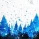 Akwarela oryginalna A5 "Zimowy Krajobraz", niepowtarzalny obraz ręcznie malowany, śnieg, zima, świerki, biały puch, niebieski