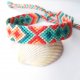 Upalny dzień - ręcznie pleciona bransoletka przyjaźni, bawełna, aztecka bransoletka etniczna, letnie kolory, morska zieleń i ciepłe barwy