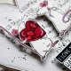 Walentynkowa kartka w kształcie serca z uroczymi myszkami