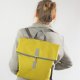 plecak / torba cyber  z ekoskóry, żółto szara, zaginana z zewnętrzną kieszenią.