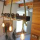 Lampa z lin jutowych, drewniana lampa sufitowa w stylu rustykalnym
