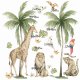 Savanna żyrafa, lew , palmy