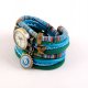 Zegarek- bransoletka w stylu boho, niebieski, zielony, turkusowy z zawieszką