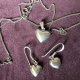Srebrne serca -Silver 925  wisior, łańcuszek , kolczyki - symboliczny  srebrny komplet