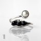 Spinele i perła - srebrny pierścionek regulowany
