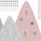 NAKLEJKA ŚCIENNA - Różowo - Szare góry i kropki
