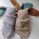 pierwsza przytulanka z organicznego muślinu, króliczek z muślinu, szmatka przytulanka dla noworodka, personalizowany prezent dla dziecka