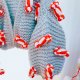 Christmas candy kardigan ręcznie dziergany niebieski w cukierki 100% handmade