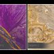 Obraz na płótnie - KWIATY GLAMOUR ORCHIDEA FIOLETOWY CZARNY ZŁOTY - 120x80 cm (100301)