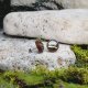 Drewniane kolczyki sztyfty wkrętki / akwarela, kamień #371