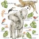 Lampart, słoń SAWANNA, Afryka liście - naklejki