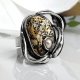 Octopoda - srebrny pierścień z bursztynem bałtyckim i perłą