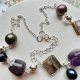 Artistic Necklace ❤ Ametysty,masa perłowa, perełki okute artystycznie w srebro ❤