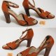 Sandały na obcasie, vintage, Adamello, Włochy, r.37, skóra naturalna, plecionka, brąz
