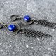 Srebrne kolczyki tribal z naturalnym kamieniem, lapis lazuli