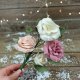 Bukiet kremowo - różowych róż; kwiaty z filcu, handmade