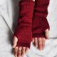 Rękawiczki bez palców z 100% wełny alpaki, damskie mitenki wełniane kolor bordowy