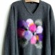 szary sweter wełna z kwiatami r.52 Bogner