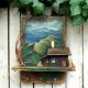 Wieszak z malowanym pejzażem - Chatka w górach