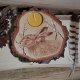 Świecznik drewniany "Zając i bazie ", plaster drewna, pirografia