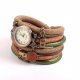 zegarek- bransoletka zielono-brązowy z drewnianą zawieszką