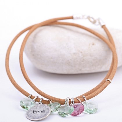 Bransoletka DUO  green - pink Swarovski