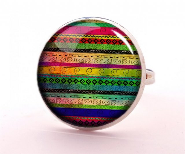 Azteckie paski - pierścionek regulowany - Egginegg