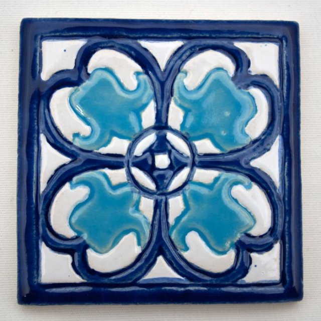 kafle dekory do kuchni z włoskim wzorem, błękitne kobaltowe kwiaty w ramie