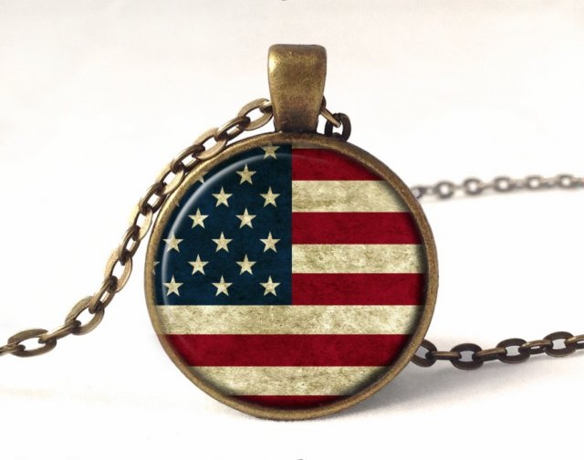 Flaga USA - medalion z łańcuszkiem - Egginegg