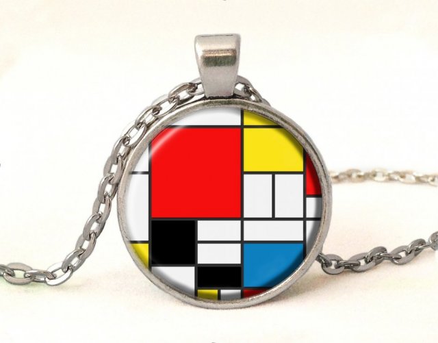 Mondrian - medalion z łańcuszkiem - Egginegg