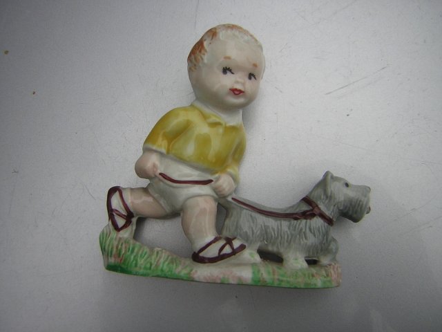 Wade 1940 - 1957 Mabel Lucie Attwell Boy Sam with schnauzer dog wartościowa  kolekcjonerska figurka