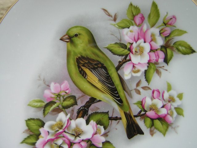 Royal Worcester porcelanowy talerz dekoracyjny  i użytkowy pięknie ptasio zdobiony