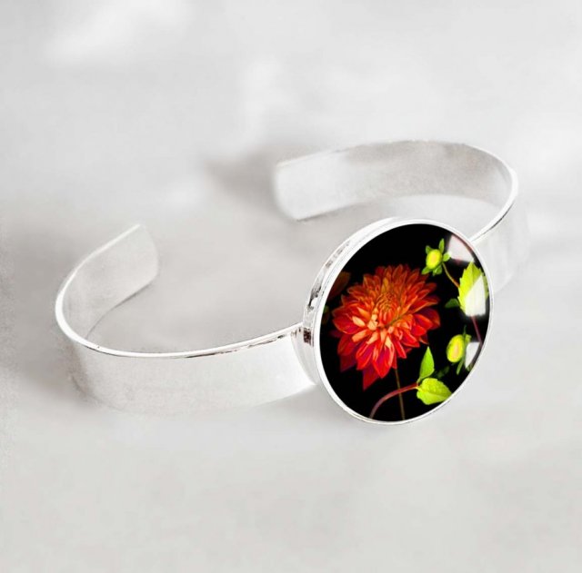 magic night flower :: nowoczesna bransoleta z grafiką w szkle