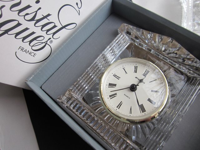 CRYSTAL D 'ARQUES FRANCE -  Duży,  nowy,  kryształowy -  biżuteria dla wnętrza - efektowny, oryginalny,  zegar
