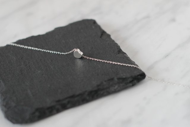 Rhodium Plated Small Heart Necklace