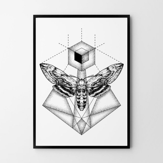 Plakat geometryczny ćma motyl  A3