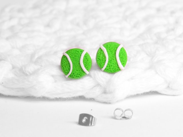 Kolczyki sztyfty -piłka tenisowa