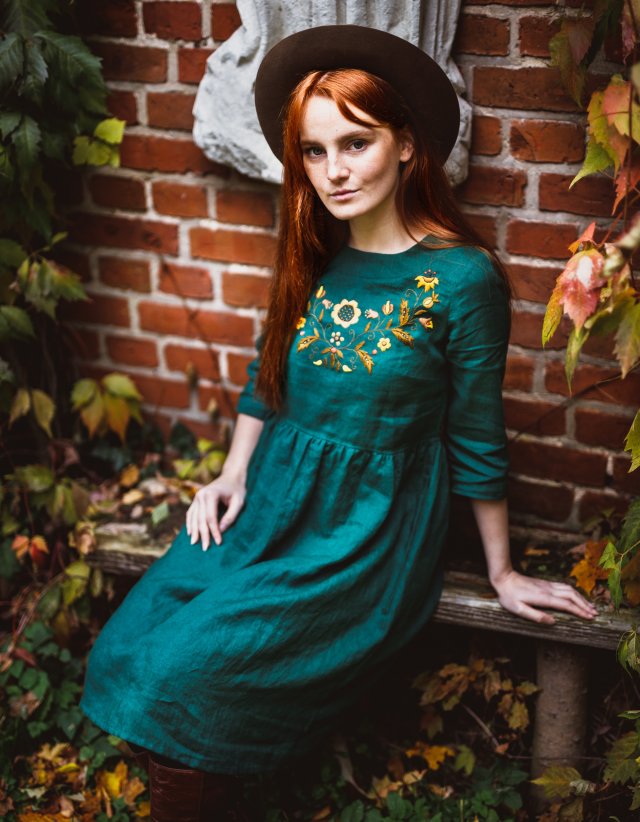 Sukienka lniana “Éwa" zielona