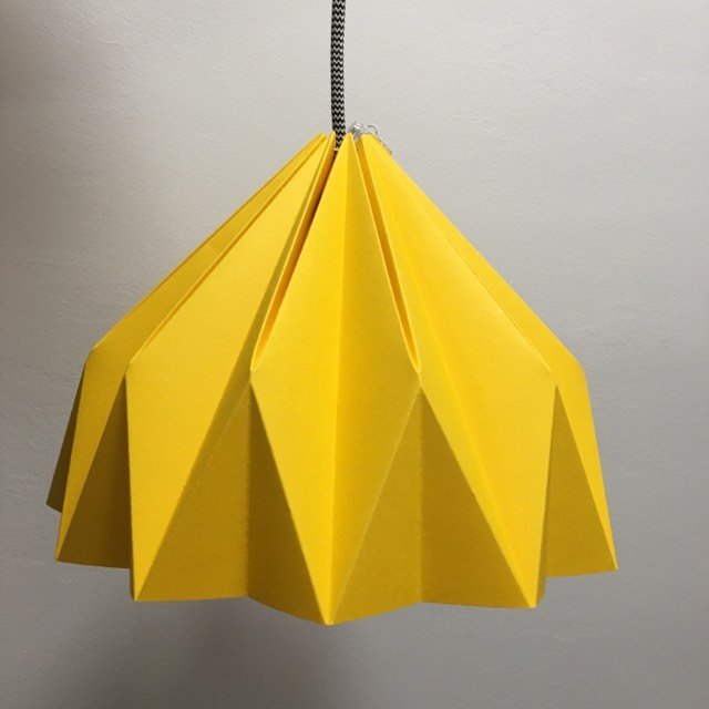 Abażur Papierowy żółty Ciemny 29cm Origami Origamilamp Dom Decobazaar