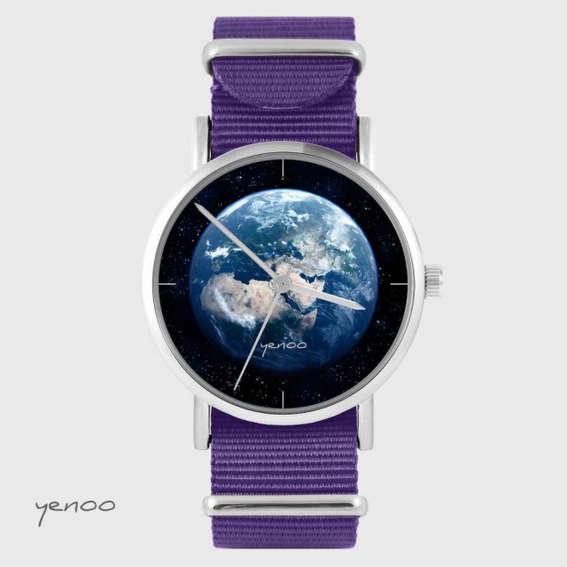Zegarek - Ziemia - fioletowy, nylonowy