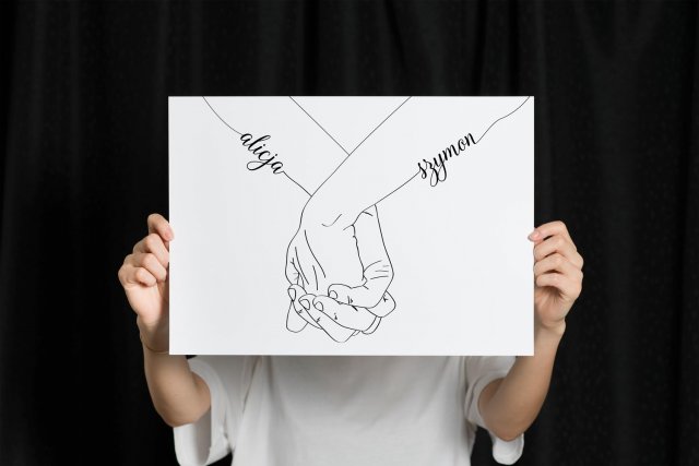 Plakat złączone ręce zakochanych 30x40 cm