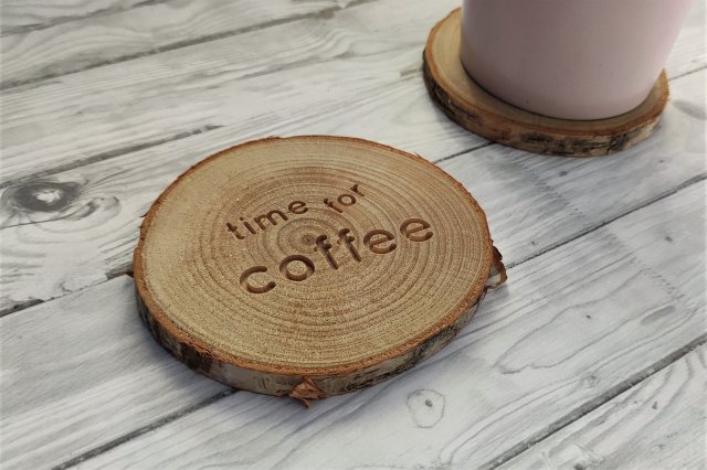 Podstawka pod kubek, brzozowy plaster drewna, time for coffee