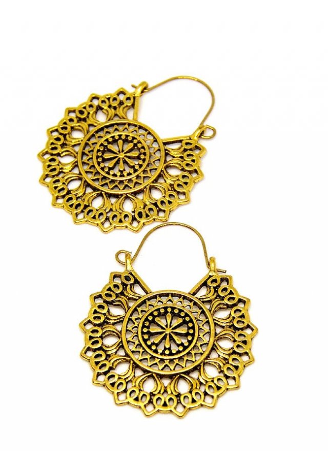 Kolczyki orientalne koła złoto filigran ornament