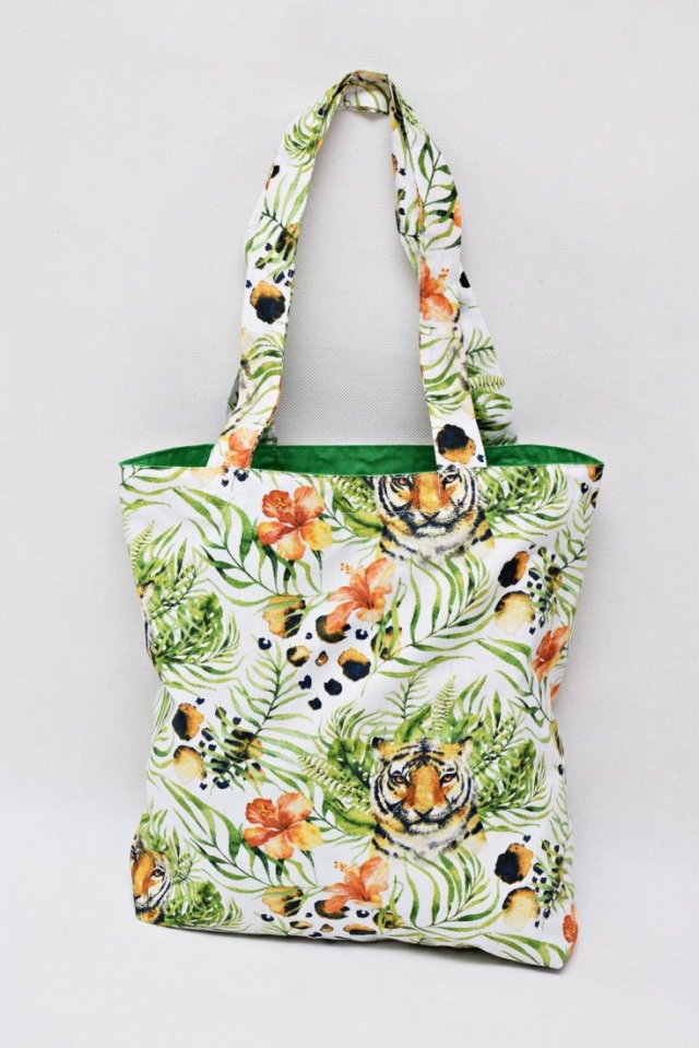 Torba na zakupy shopperka ekologiczna torba zakupowa na ramię bawełniana torba tygrysy
