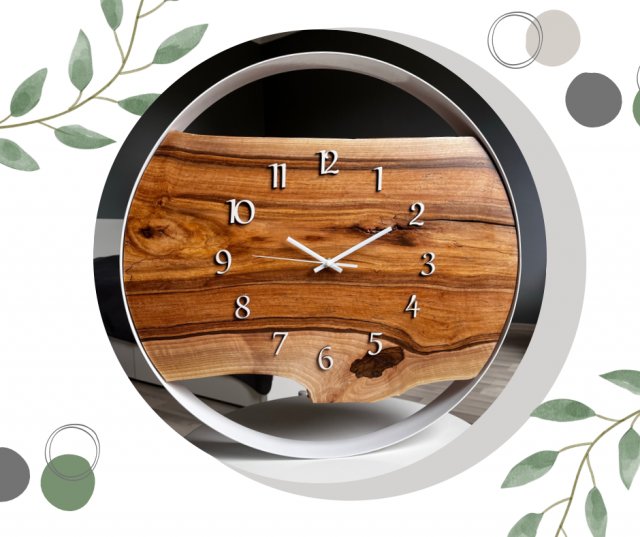 Nowoczesny zegar z drewnianą deską 50 cm, styl loft