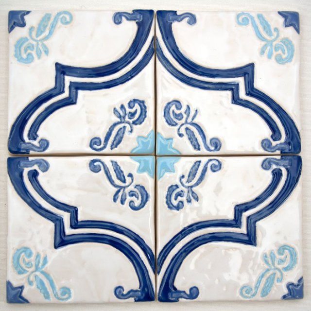 dekor kafle Italy z wytłoczonym włoskim wzorem - kafle niebieskie
