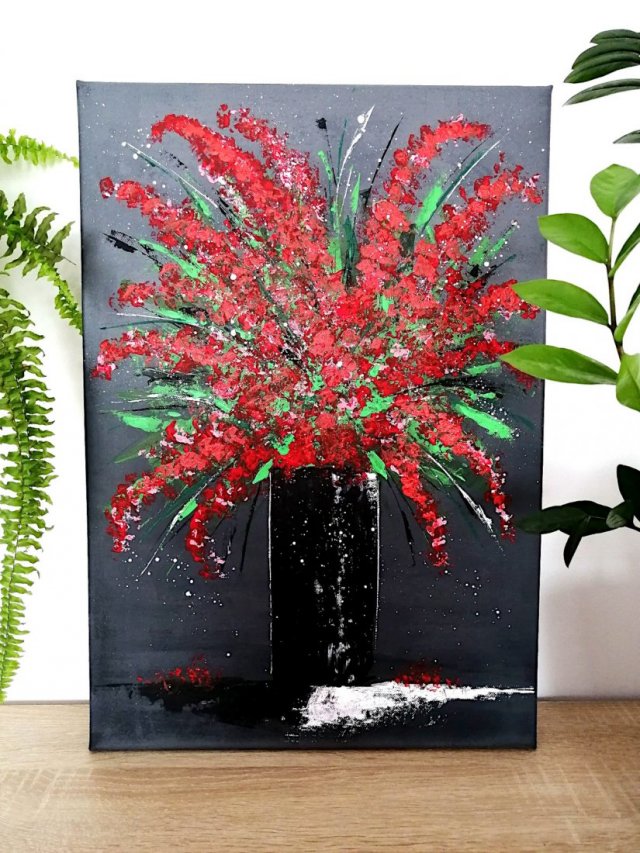 Obraz abstrakcyjne kwiaty w wazonie 38×55