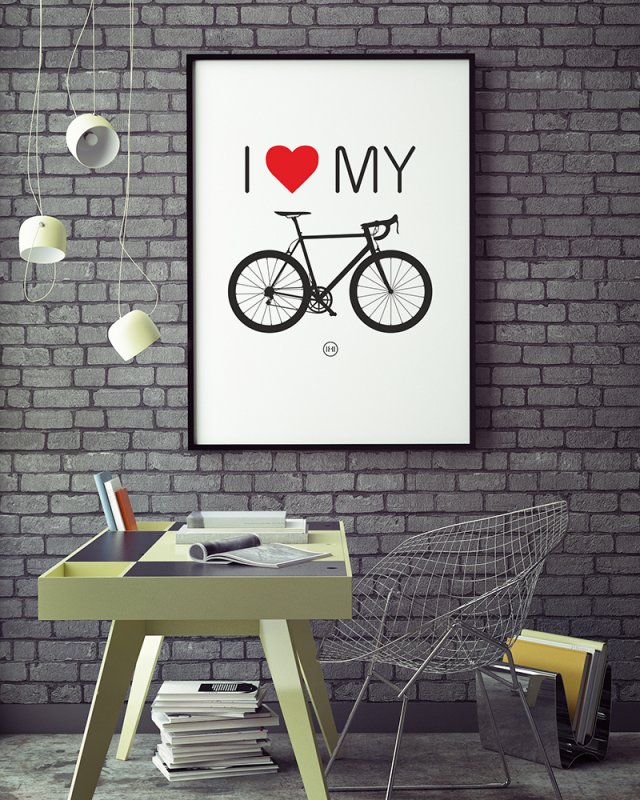 plakat. i love my bike, szosa, format A3